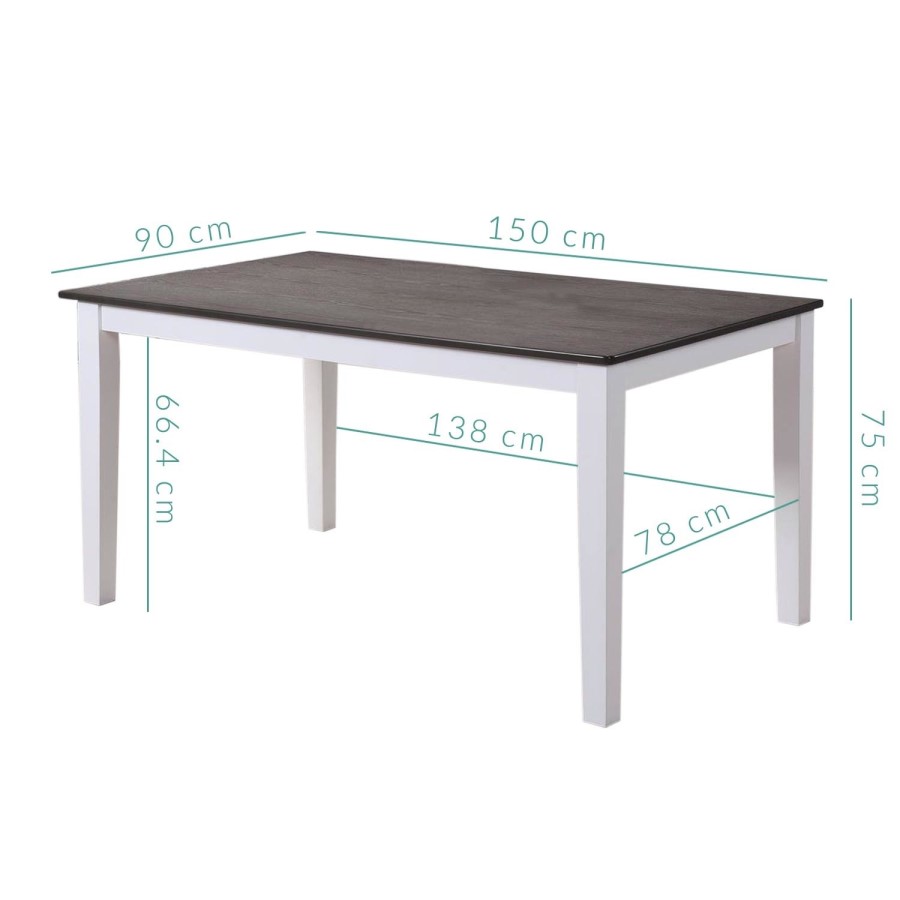 Melbourne Island Two Tone Rectangular Dining Table in White/Dark Wood