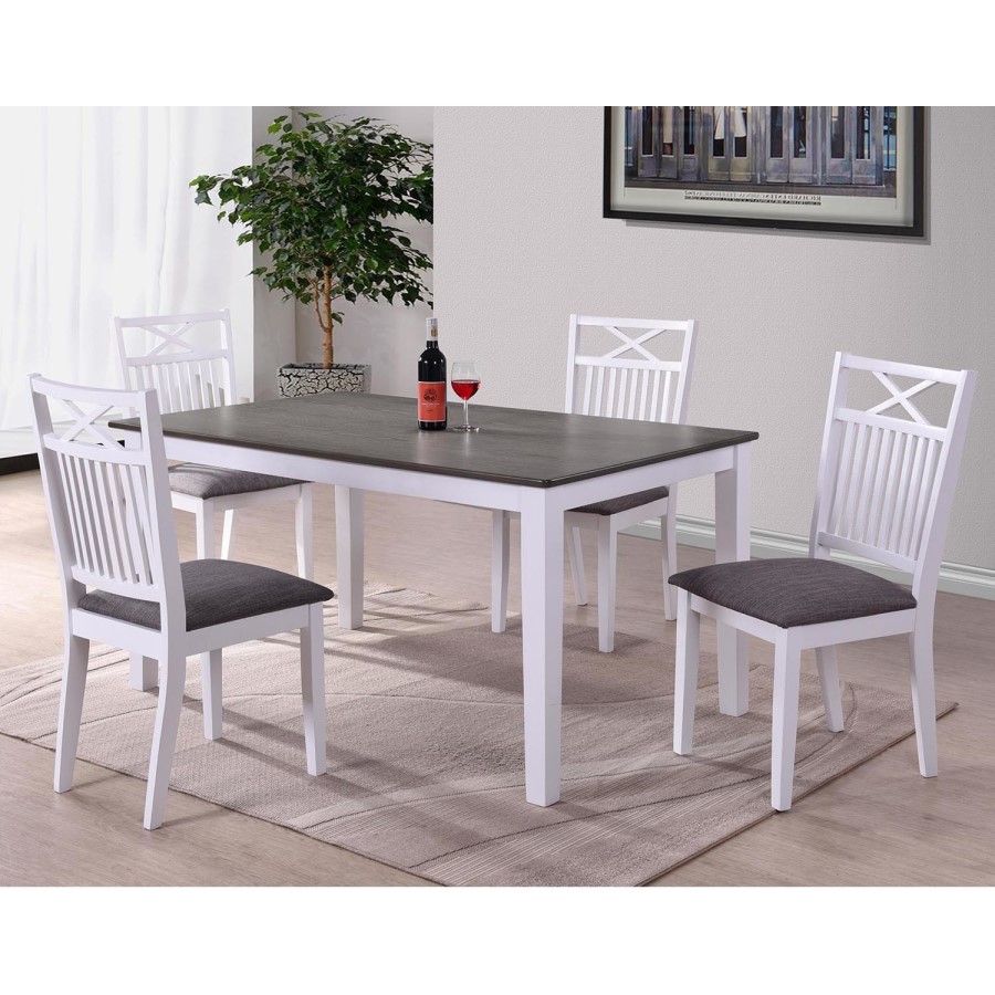 Melbourne Island Two Tone Rectangular Dining Table in White/Dark Wood