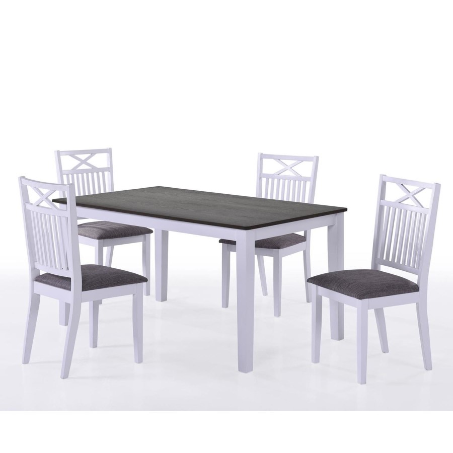 Melbourne Island Two Tone Rectangular Dining Table in White/Dark Wood