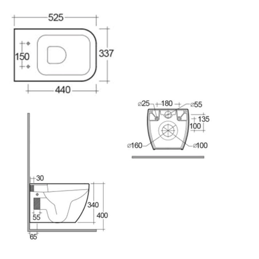 Wall Hung Rimless Toilet with Soft Close Seat - RAK Metropolitan