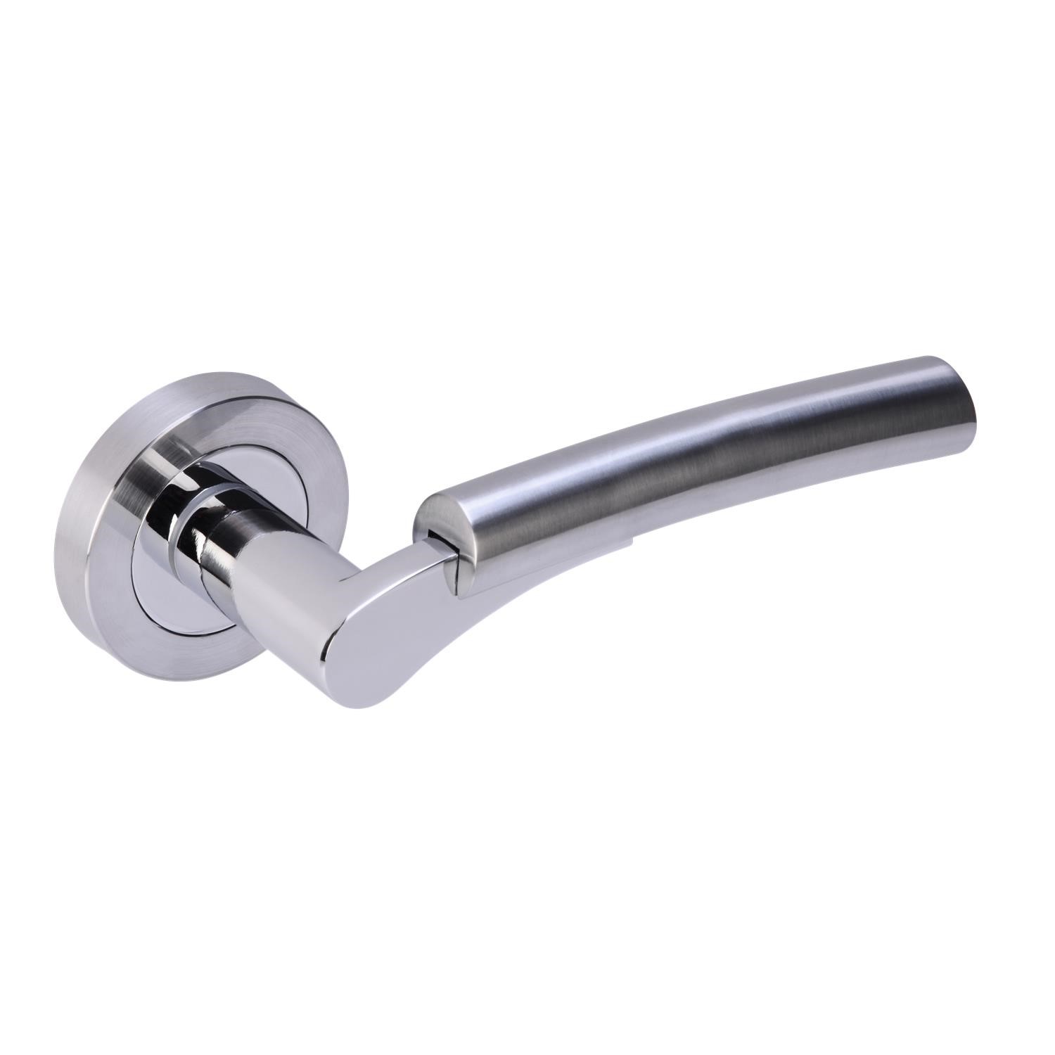 Xl Joinery Silver Internal Polished/Satin Chrome Lever Fire Door Handle With Latch And Hinges Pack - 75Mm Latch - Meuse - Xl Joiner