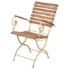 Folding Garden Chair with Cream Metal Frame &amp; Wood Finish