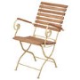 Folding Garden Chair with Cream Metal Frame & Wood Finish