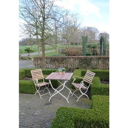 Folding Garden Chair with Cream Metal Frame & Wood Finish