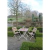 Folding Garden Chair with Cream Metal Frame &amp; Wood Finish