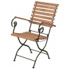Folding Garden Chair with Green Metal Frame &amp; Wood Finish