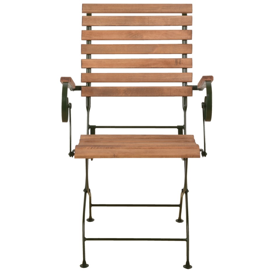 Folding Garden Chair with Green Metal Frame & Wood Finish Furniture123