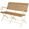 Foldable Garden Bench with Cream Frame &amp; Wood Finish