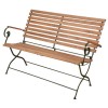 Foldable Garden Bench with Green Frame &amp; Wooden Finish