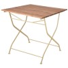 Outdoor Folding Wooden Table with Cream Metal Frame