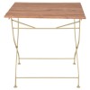 Outdoor Folding Wooden Table with Cream Metal Frame