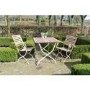 GRADE A1 - Outdoor Folding Wooden Table with Cream Metal Frame