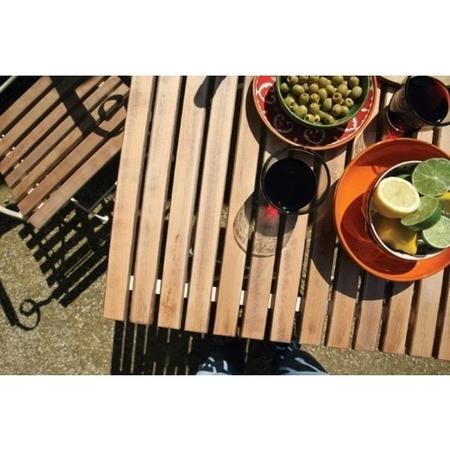 GRADE A1 - Outdoor Folding Wooden Table with Cream Metal Frame