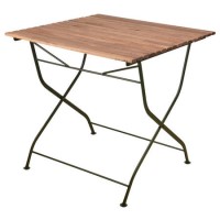 Wooden Outdoor Folding Table with Green Metal Frame