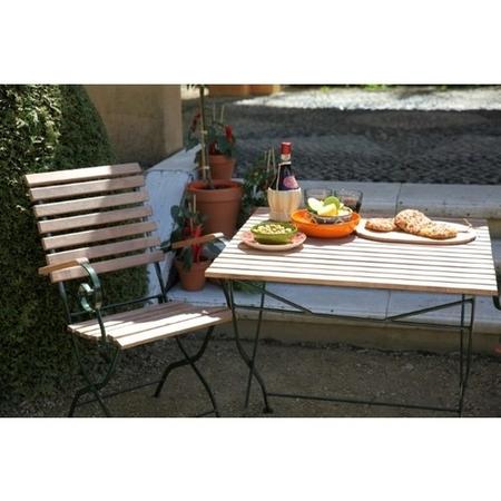 Wooden Outdoor Folding Table with Green Metal Frame