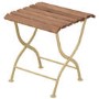 Folding Outdoor Side Table in Wood with Cream Metal Frame