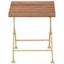 Folding Outdoor Side Table in Wood with Cream Metal Frame
