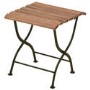 Folding Garden Side Table in Wood with Green Metal Frame