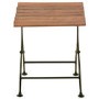 Folding Garden Side Table in Wood with Green Metal Frame