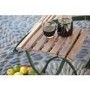 Folding Garden Side Table in Wood with Green Metal Frame