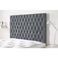 King Size Grey Velvet Chesterfield Headboard - Ladybower