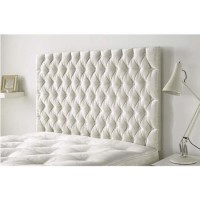 Double White Velvet Chesterfield Headboard - Ladybower Double White Velvet Chesterfield Headboard - Ladybower