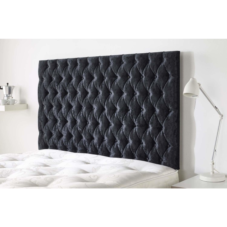 Double Dark Grey Velvet Chesterfield Headboard - Ladybower