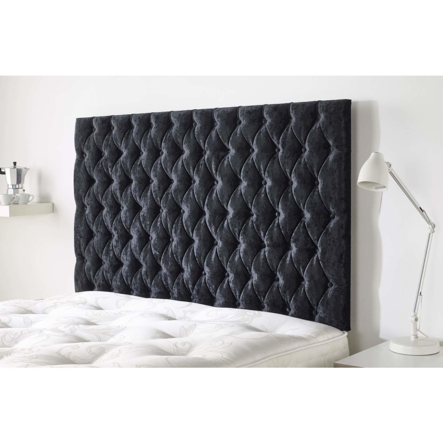 King Size Dark Grey Velvet Chesterfield Headboard - Ladybower