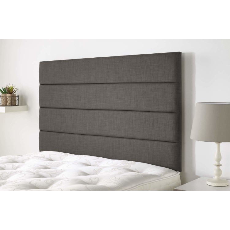 King Size Dark Grey Linen Fabric Stripe Headboard - Langmere