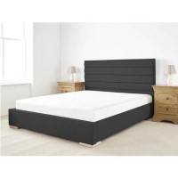 Edsfield King Size Bed Frame in Charcoal Weave Textured Linen Fabric