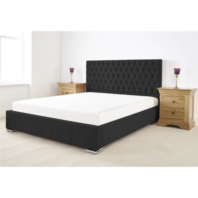 Fernley King Size Bed Frame In Charcoal Soft Touch Linen Fabric
