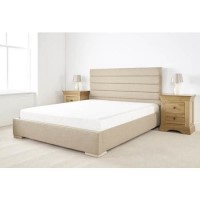 Edsfield King Size Bed Frame in Sand Weave Textured Linen Fabric 