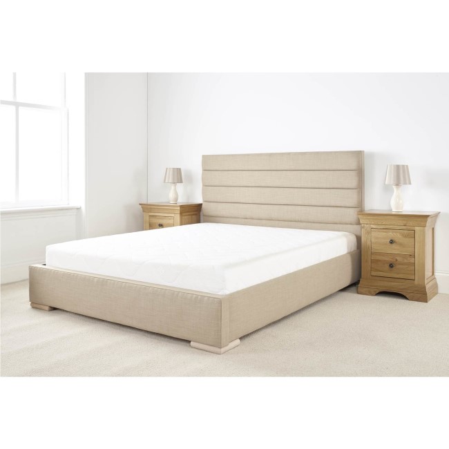 Edsfield King Size Bed Frame in Sand Weave Textured Linen Fabric 