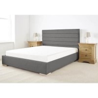 Edsfield King Size Bed Frame in Slate Weave Textured Linen Fabric 