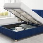 Navy Blue Velvet Double Ottoman Bed - Farringdon - Aspire