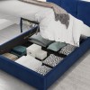 Navy Blue Velvet Double Ottoman Bed - Farringdon - Aspire