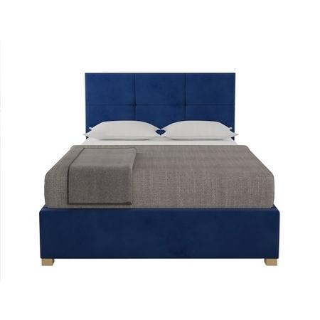 Navy Blue Velvet Double Ottoman Bed - Farringdon - Aspire