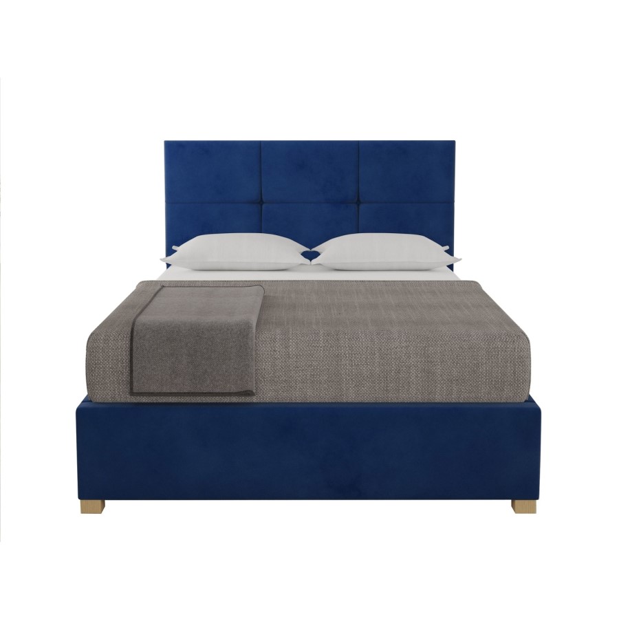 Navy Blue Velvet King Size Ottoman Bed - Farringdon - Aspire