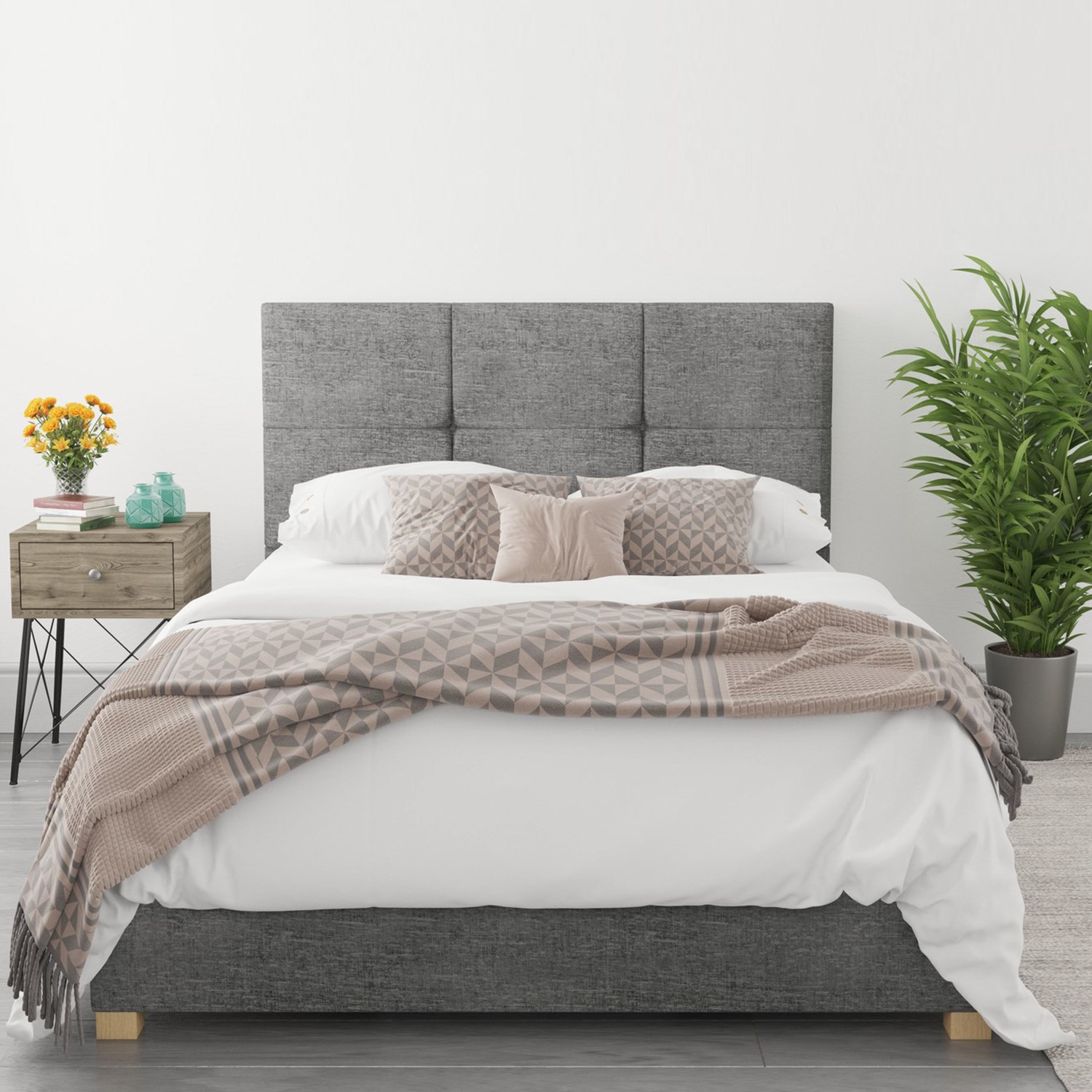 Photo of Grey fabric double ottoman bed - farringdon - aspire
