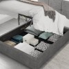 Grey Fabric Double Ottoman Bed - Farringdon - Aspire