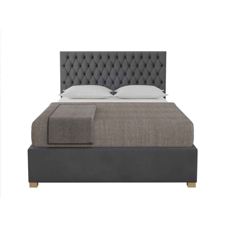 Grey Fabric Double Ottoman Bed - Farringdon - Aspire