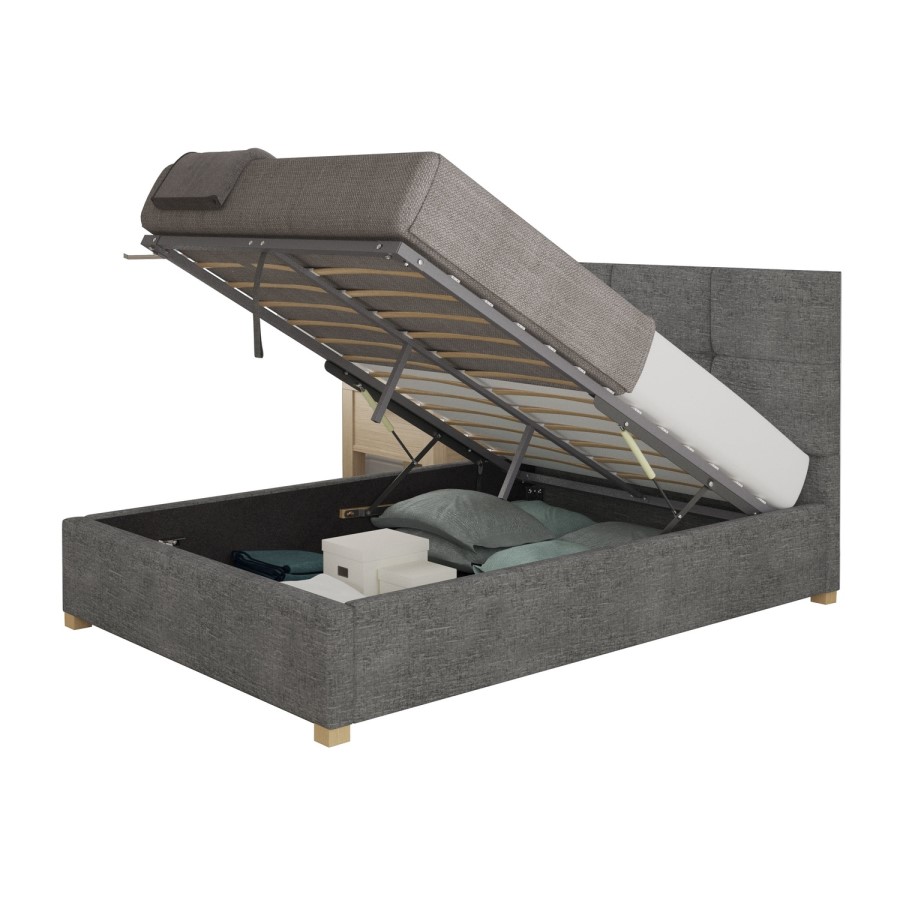 Farringdon King Size Ottoman Bed in Charcoal Fabric