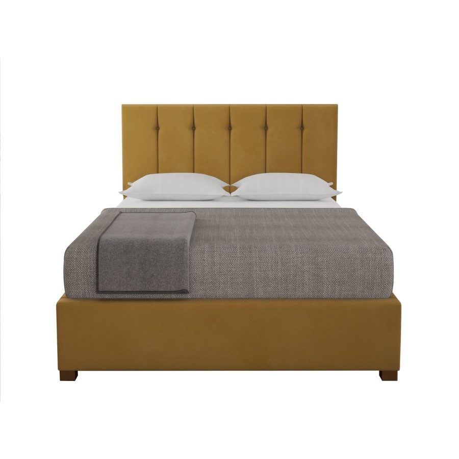 Mustard Velvet King Size Ottoman Bed - Pimilico - Aspire