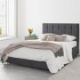 Grey Velvet King Size Ottoman Bed - Pimilico - Aspire