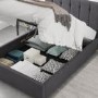 Grey Velvet King Size Ottoman Bed - Pimilico - Aspire
