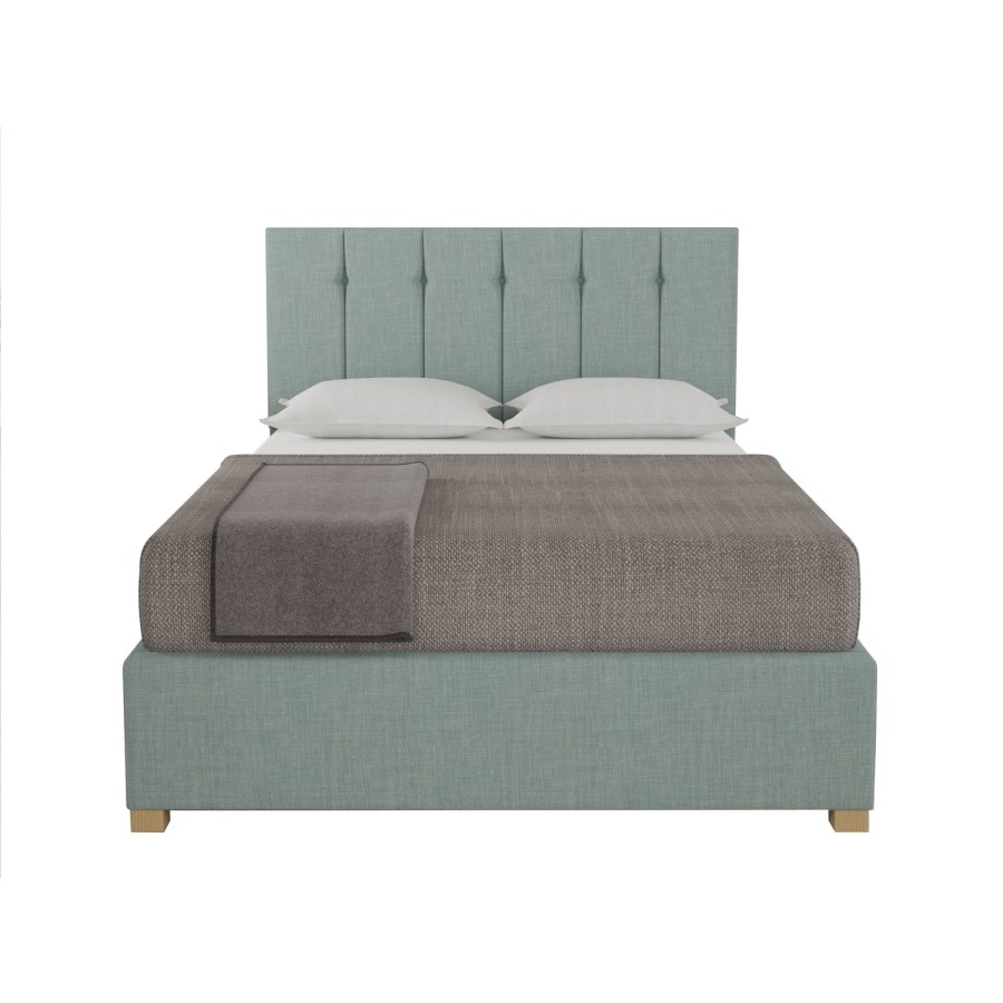 Light Blue Fabric Double Ottoman Bed - Pimilico - Aspire