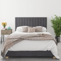Grey Velvet King Size Ottoman Bed - Piccadilly - Aspire
