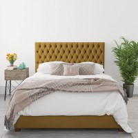 Mustard Velvet King Size Ottoman Bed - Angel - Aspire