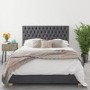 Dark Grey Velvet Double Ottoman Bed - Angel - Aspire