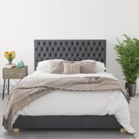 Dark Grey Velvet Double Ottoman Bed - Angel - Aspire Dark Grey Velvet Double Ottoman Bed - Angel - Aspire